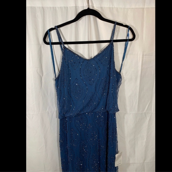 NWT Pisarro Nights Bead Embellished Blouson‎ Evening Gown in Blue [SZ 10 ] - Picture 5 of 8